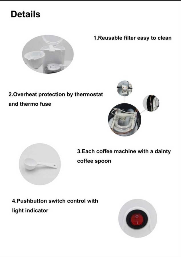 6 Cup Automatic Electric Drip coffee maker machine for home use 600ml