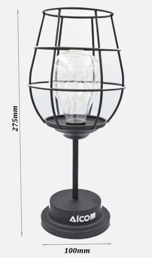 Iron Art Wine Glass Led Table Lamp Powered by Battery
