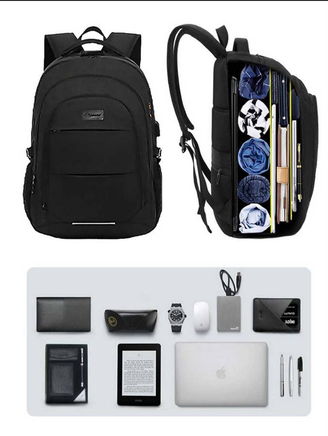 35L Laptop Backpack with USB Charging Port Waterproof For Travel/ Student