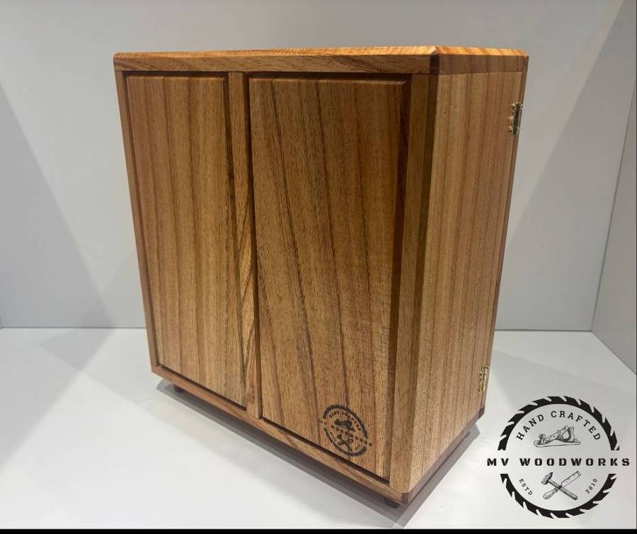 Handcrafted Jewellery Box with Glass Swing Doors and swing drawers