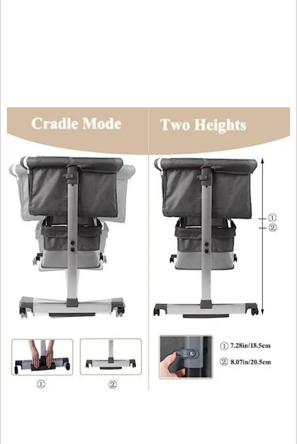 3 In 1 Bedside Baby Bassinet Sleeper Crib With Bed Nets-BLACK