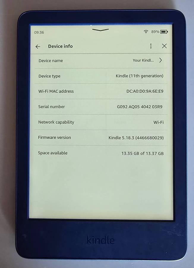 Amazon Kindle 11th Gen 16GB Wi-Fi.
