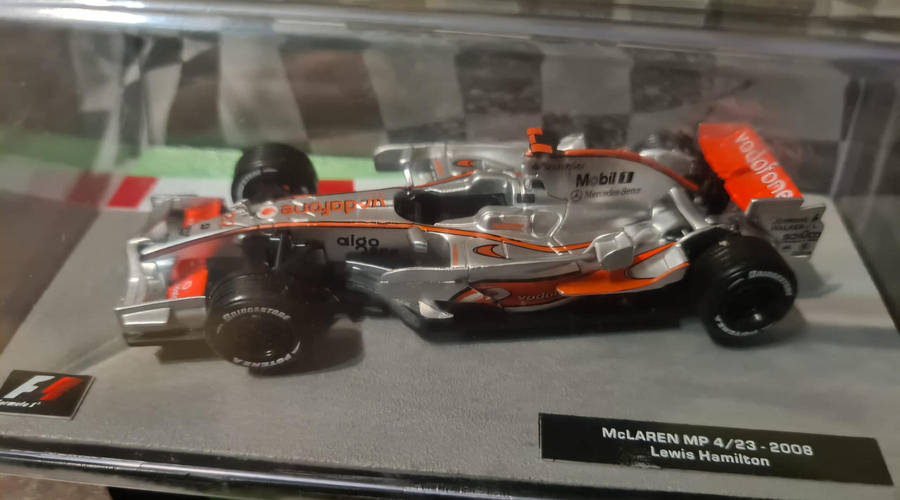 Model of the McLaren MP4/23, F1 car driven by Lewis Hamilton in 2008.