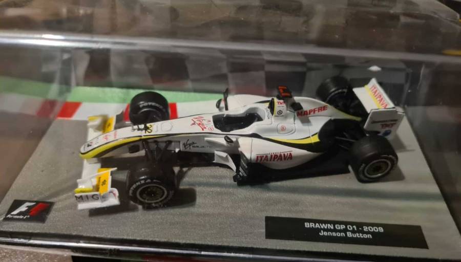 1:43 scale model of the Brawn GP 01, driven by Jenson Button during the 2009 Formula One season