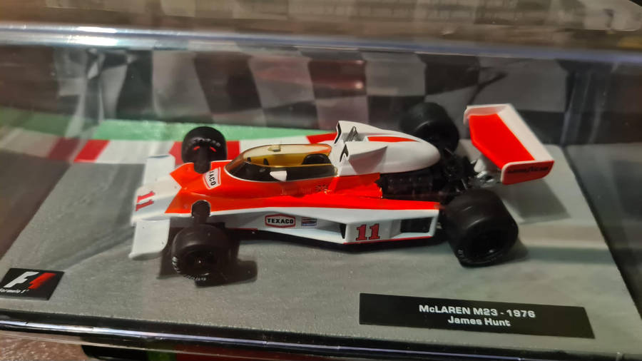 Model of the McLaren M23 F1 car driven by James Hunt in the 1976 season.