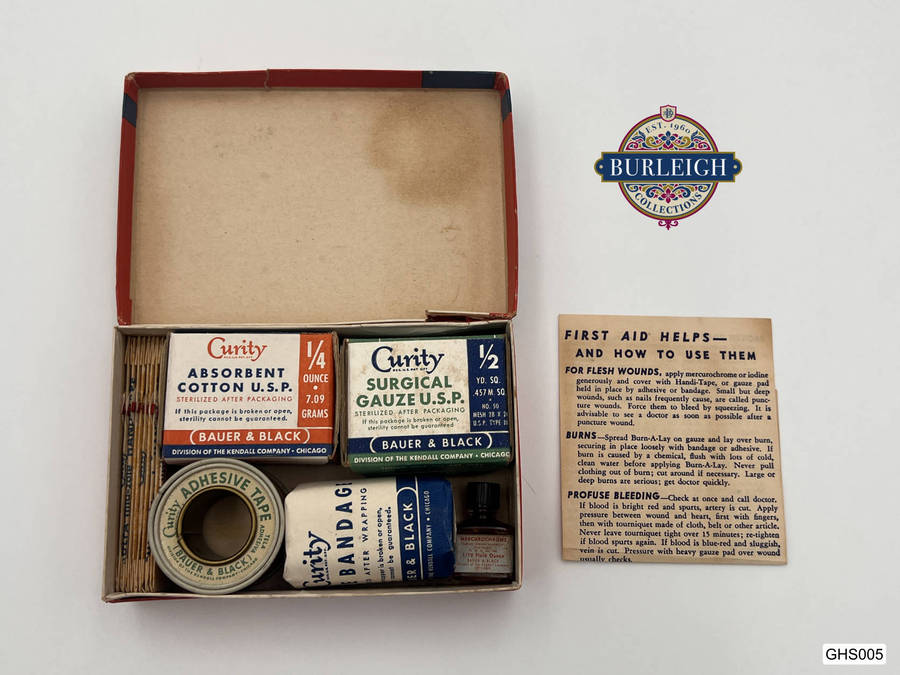 Vintage Curity Compact First Aid Kit by Bauer & Black