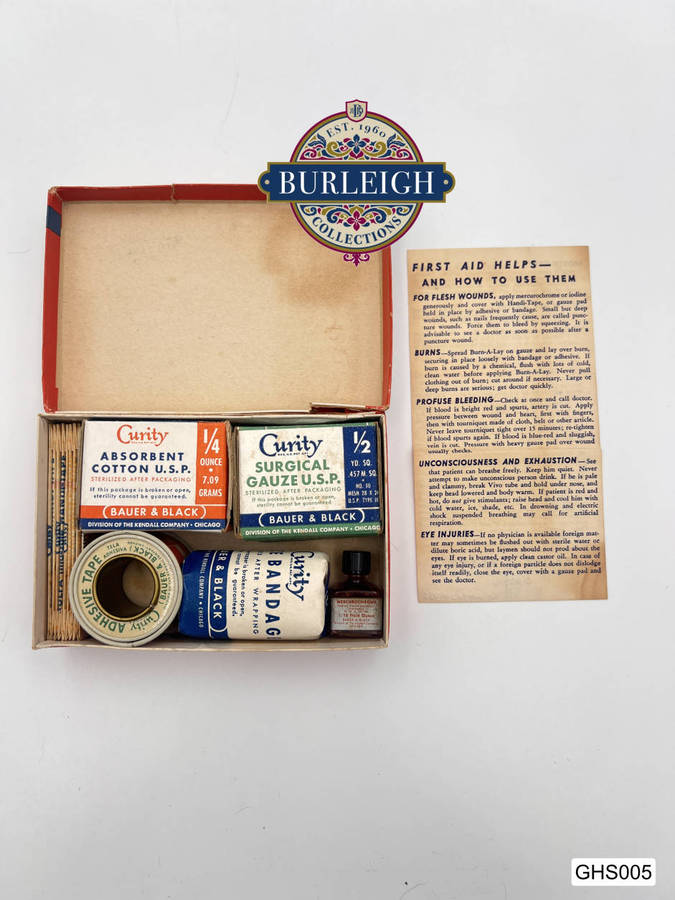 Vintage Curity Compact First Aid Kit by Bauer & Black