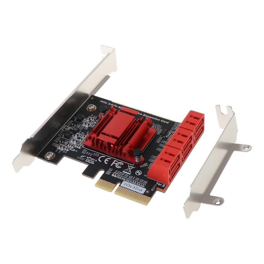 6 Port SATA III 6Gbps PCIe x4 Add-On / Expansion Card with Low Profile Bracket