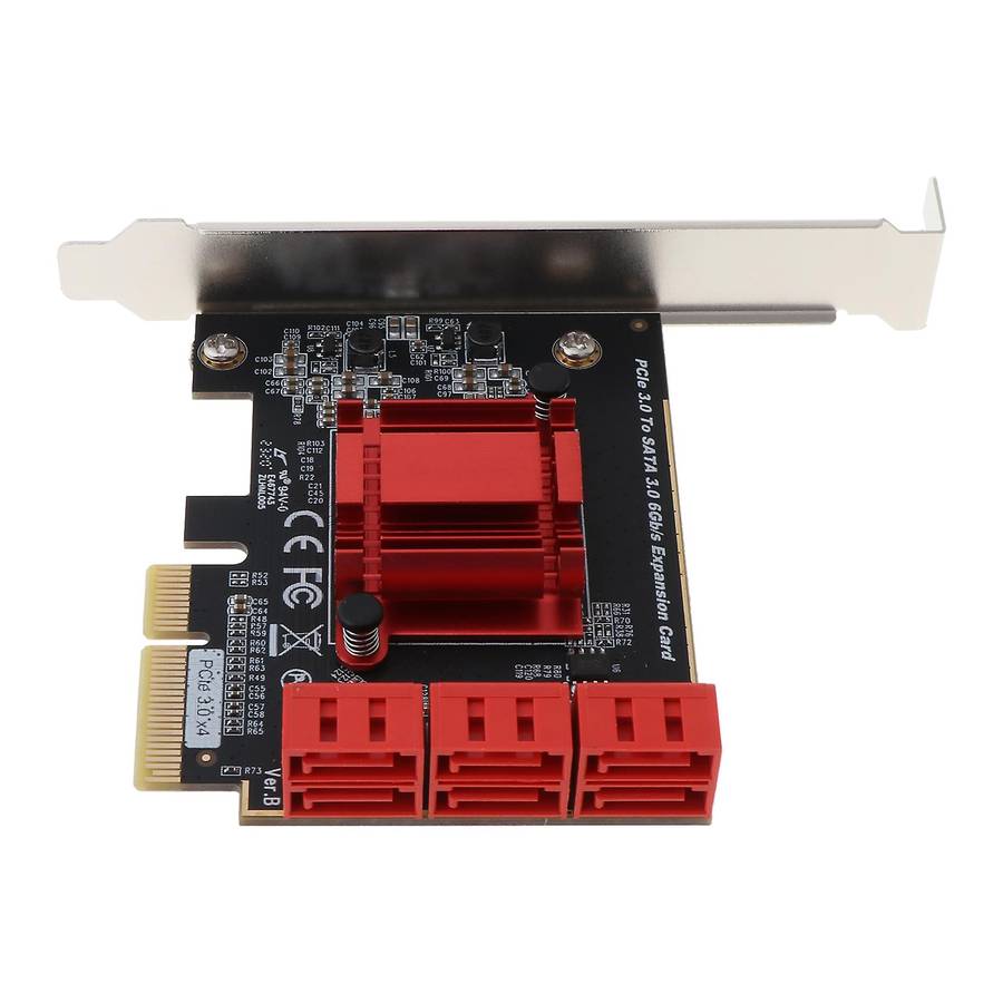 6 Port SATA III 6Gbps PCIe x4 Add-On / Expansion Card with Low Profile Bracket