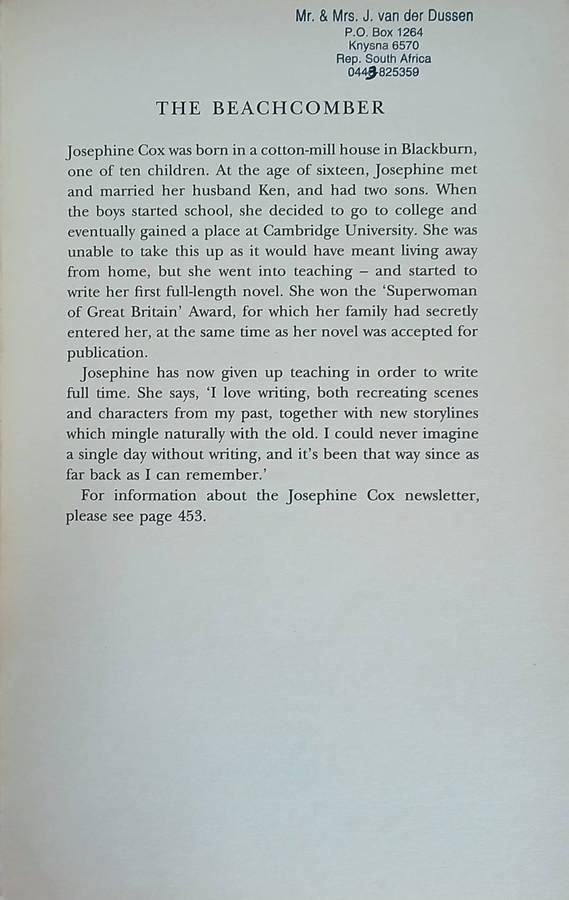 Josephine Cox - The beachcomber