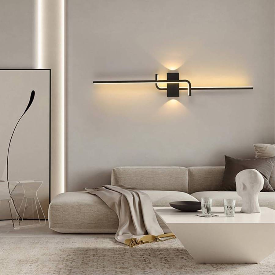 Black Geometric LED Wall Light Fixture  Modern, Indoor Decorative Wall Sconce