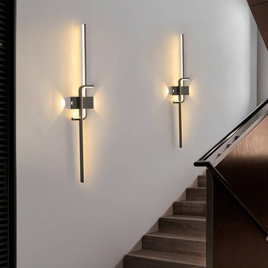 Black Geometric LED Wall Light Fixture  Modern, Indoor Decorative Wall Sconce
