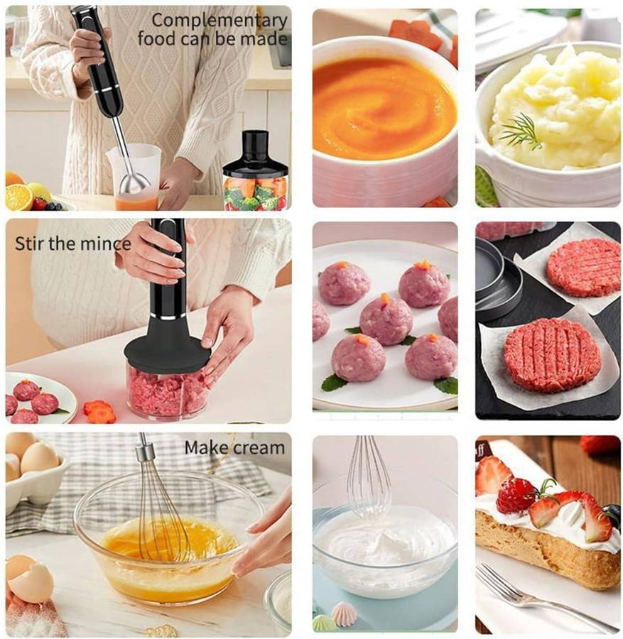 Product Title4-in-1 Immersion Stick Blender  400W Power, 2-Speed Control, Includes Whisk, Chopper &