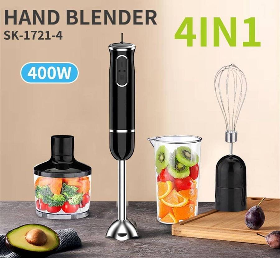 Product Title4-in-1 Immersion Stick Blender  400W Power, 2-Speed Control, Includes Whisk, Chopper &