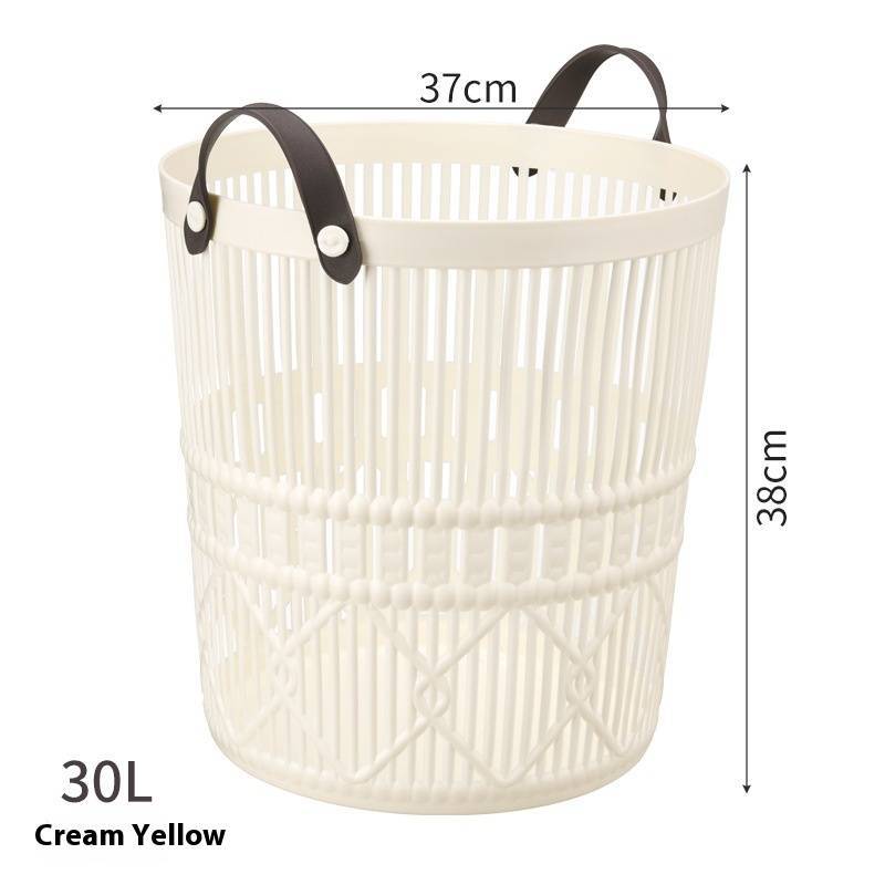 Stylish Woven Plastic Laundry Basket  Multi-Purpose Storage with Handles for Home