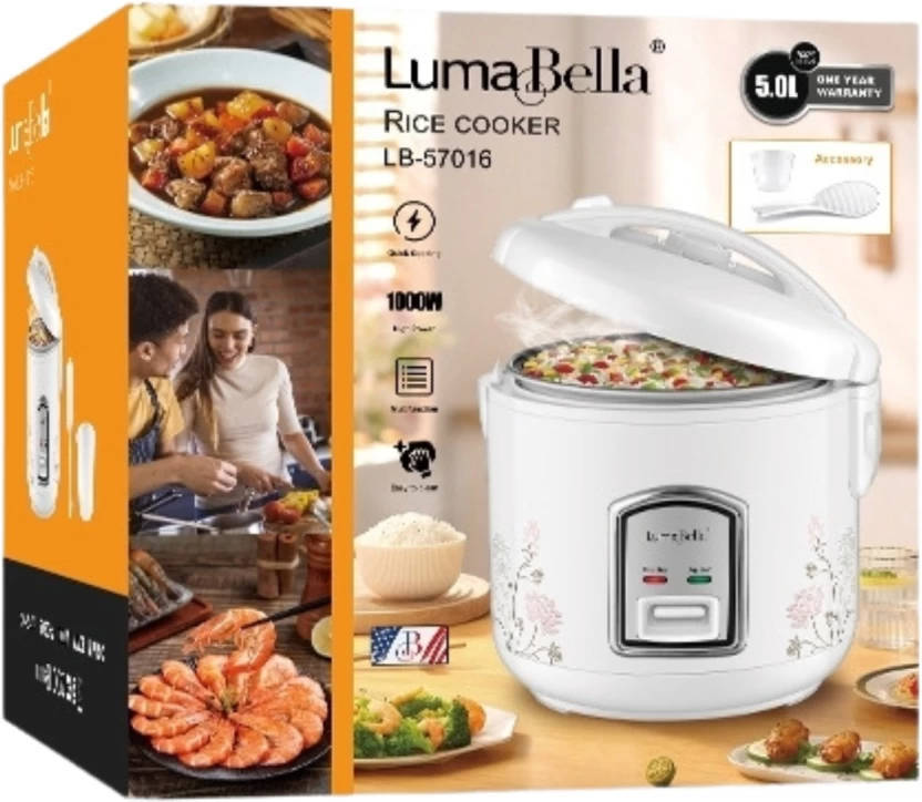 Luma Bella Electric Rice Cooker - 5L Non-Stick & Keep Warm Function