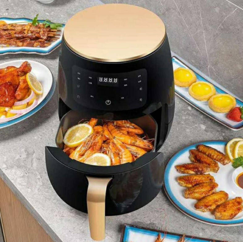 6 L Black Air Deep Fryer - Smart Touch Screen Large Capacity Electric Oven
