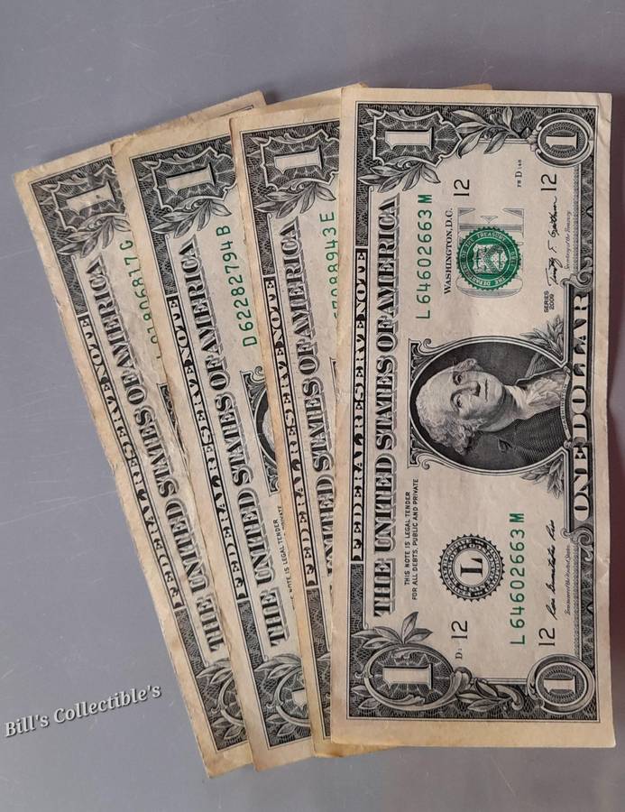 American Dollar Notes X4 1 Dollar Bill's . 1 BID Takes All .