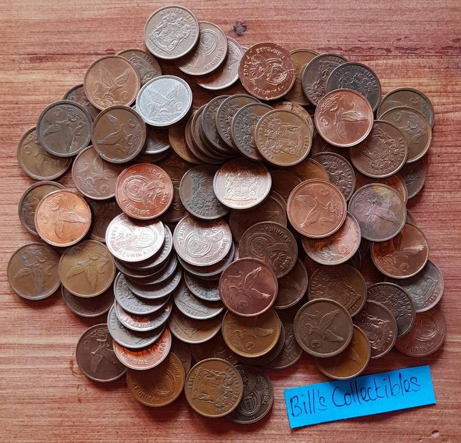 100 South African 3rd Decimal 2cent Coins . 1 bid Takes All.