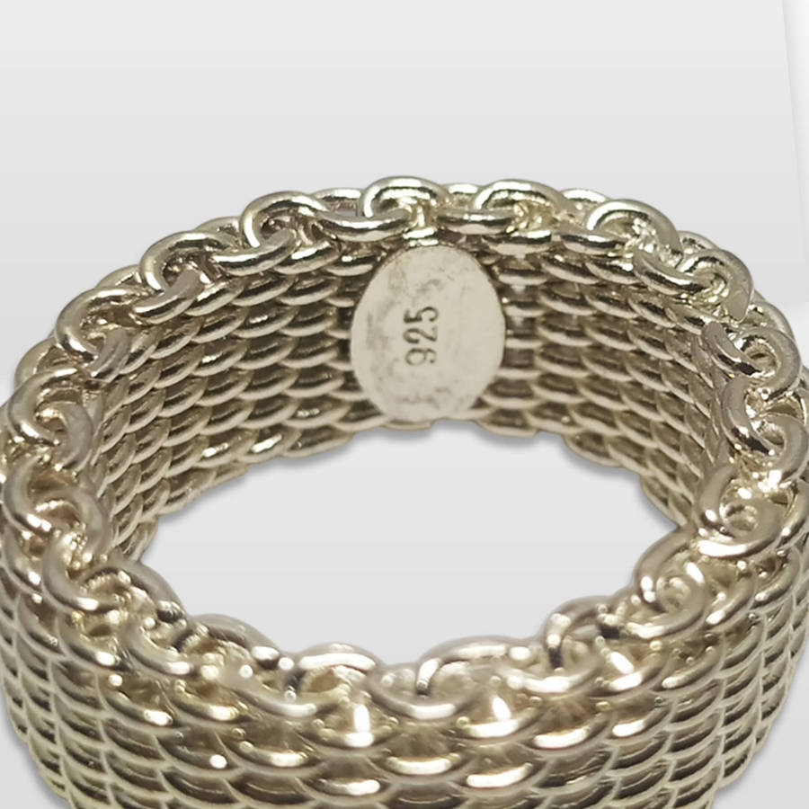 925 Sterling Silver Chain Design Ring