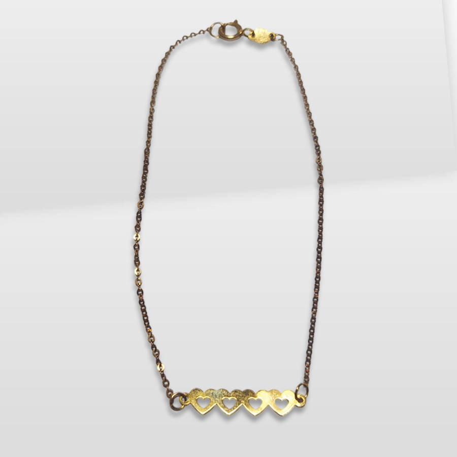 Solid 9ct Gold Heart Bracelet