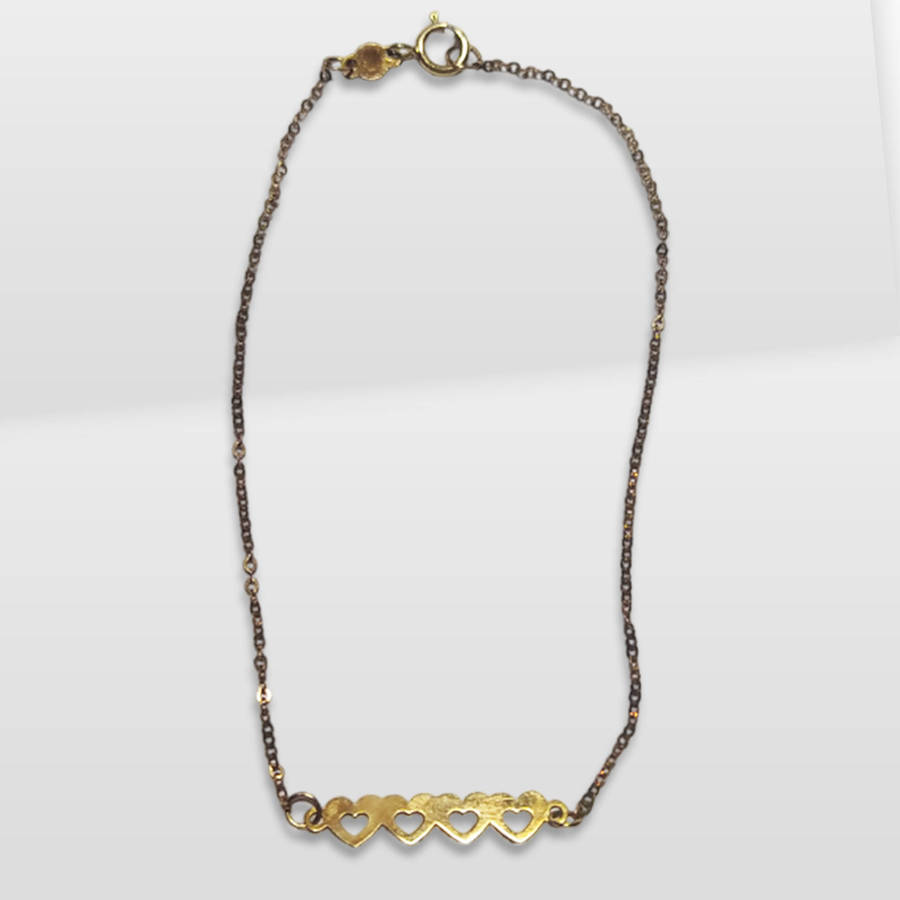 Solid 9ct Gold Heart Bracelet