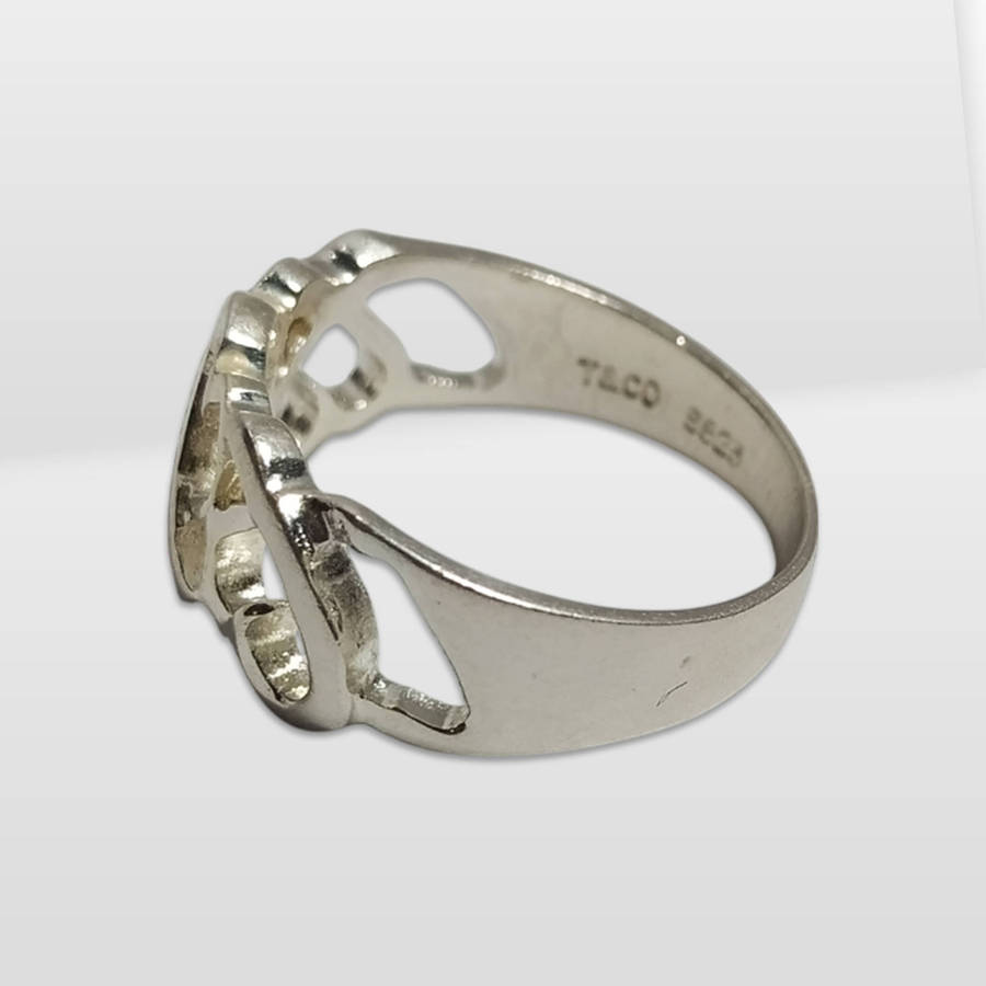 Tiffany & Co 925 Sterling Silver Paloma Picasso Triple Loving Heart Ring