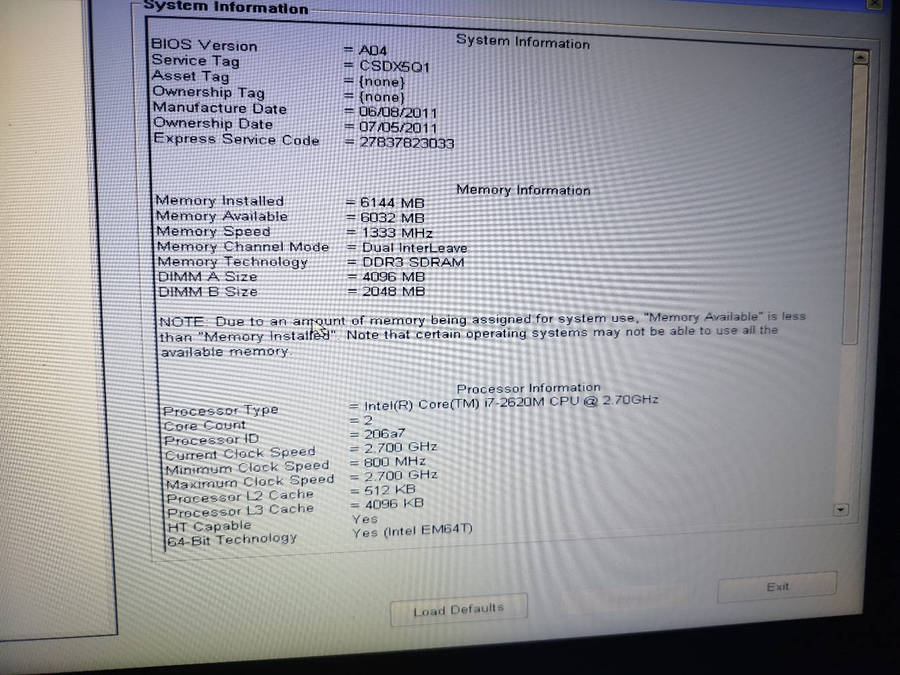 Dell Latitude E6520 core i7