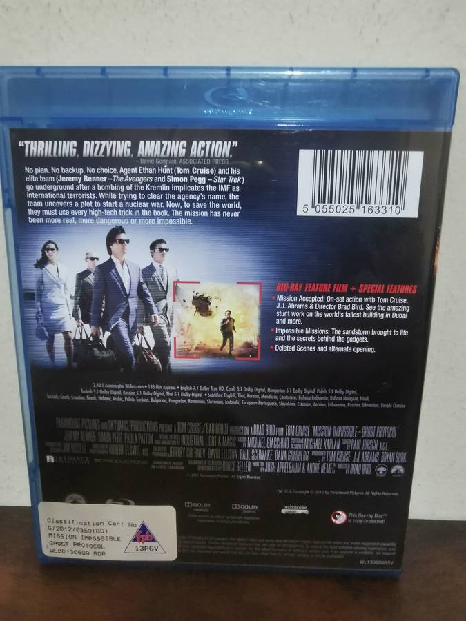 Mission Impossible, Ghost Protocol on Blu-ray