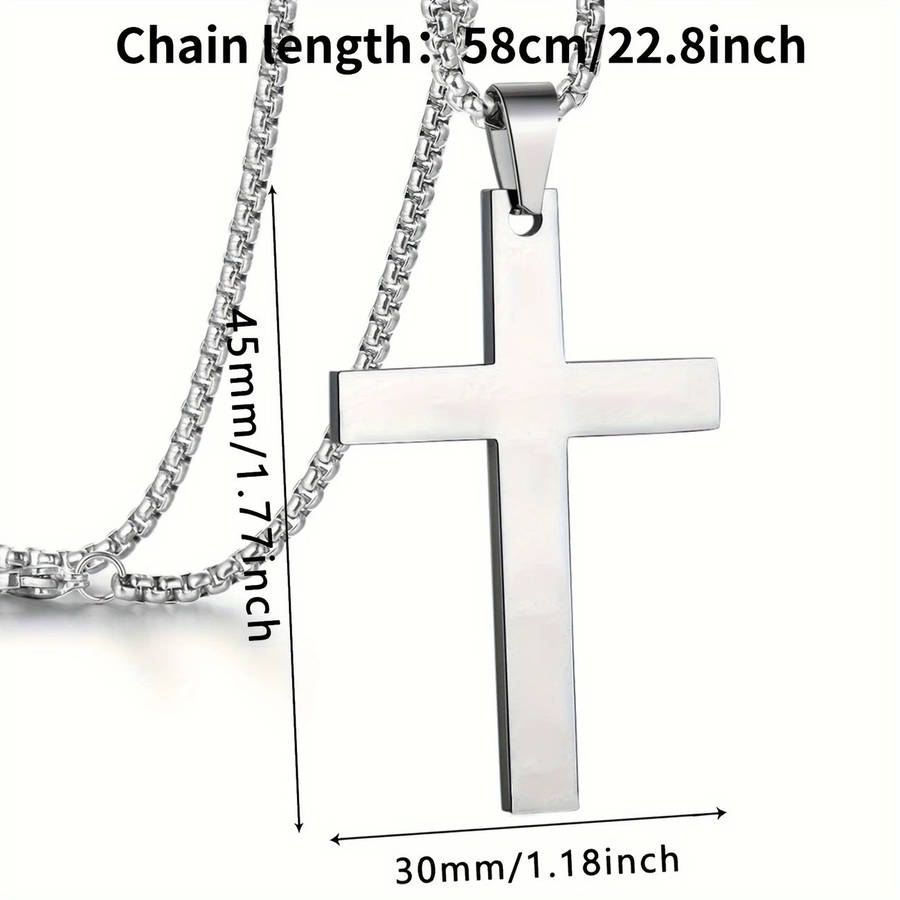 Cross Pendant for Men, Bible Verse Stainless Steel Jewelry Cross Pendant,