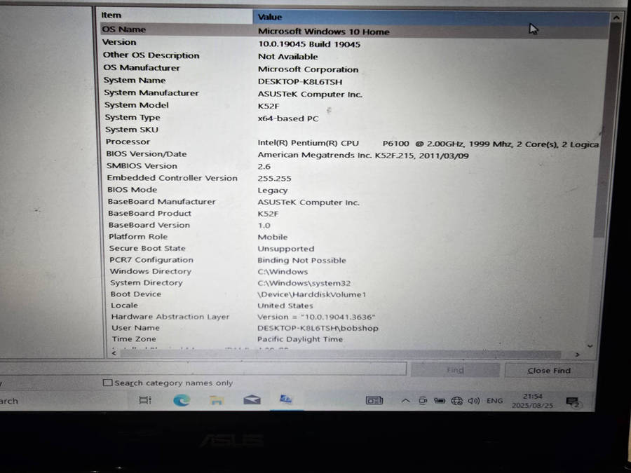 Asus laptop with charger