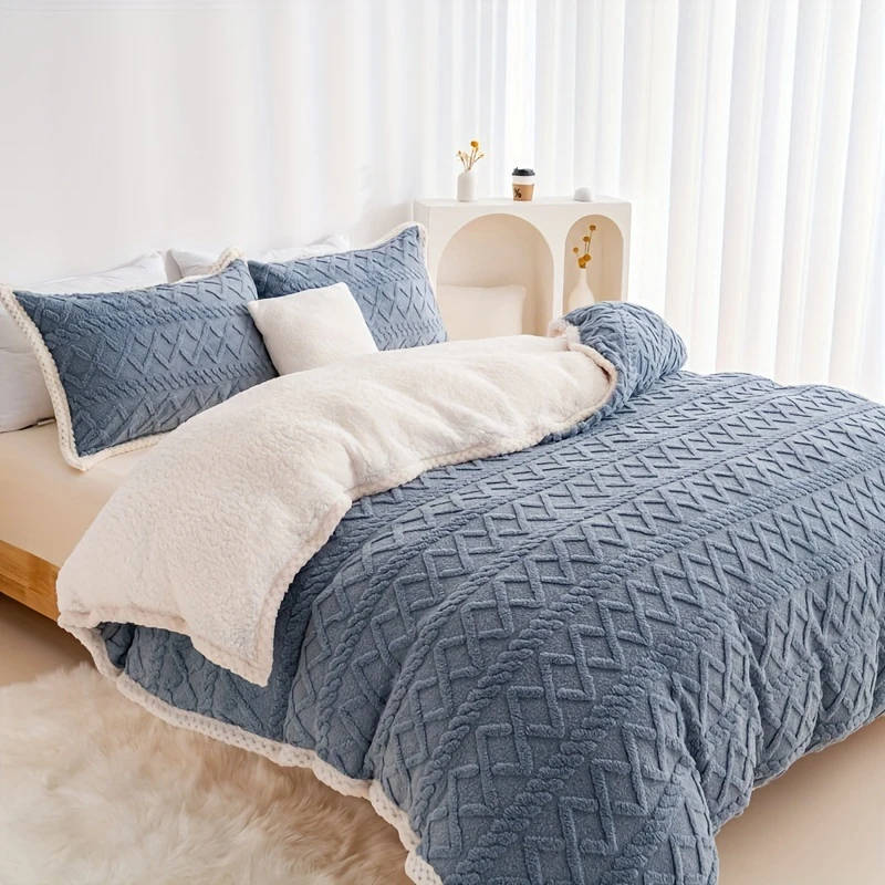 5pcs King Size Fleece Duvet Cover Set