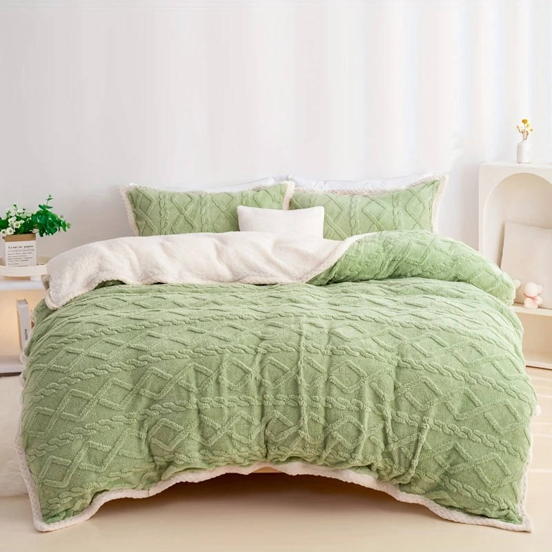 5pcs King Size Fleece Duvet Cover Set