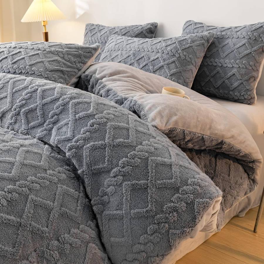 5pcs King Size Fleece Duvet Cover Set