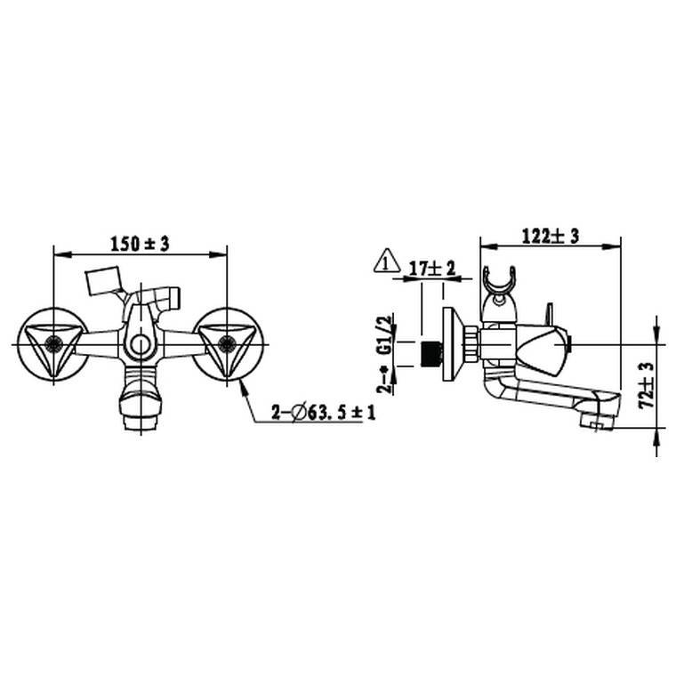 Cobra Carina Light Pattern Bath Diverter Mixer Wall Type Chrome Without Hand shower - Special