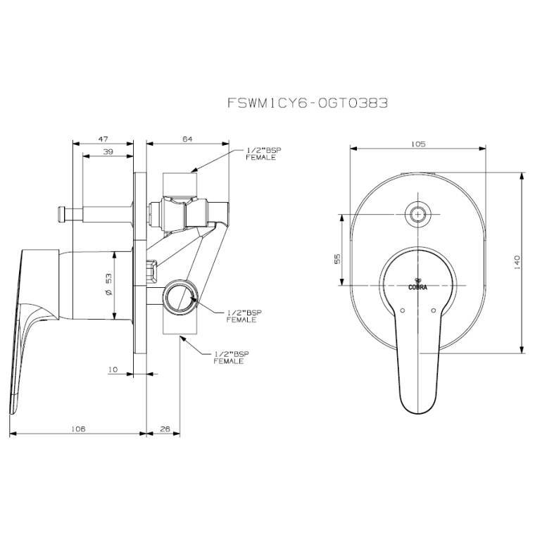 Cobra Breathe Bath/Shower Concealed Diverter Mixer Chrome - Promotion
