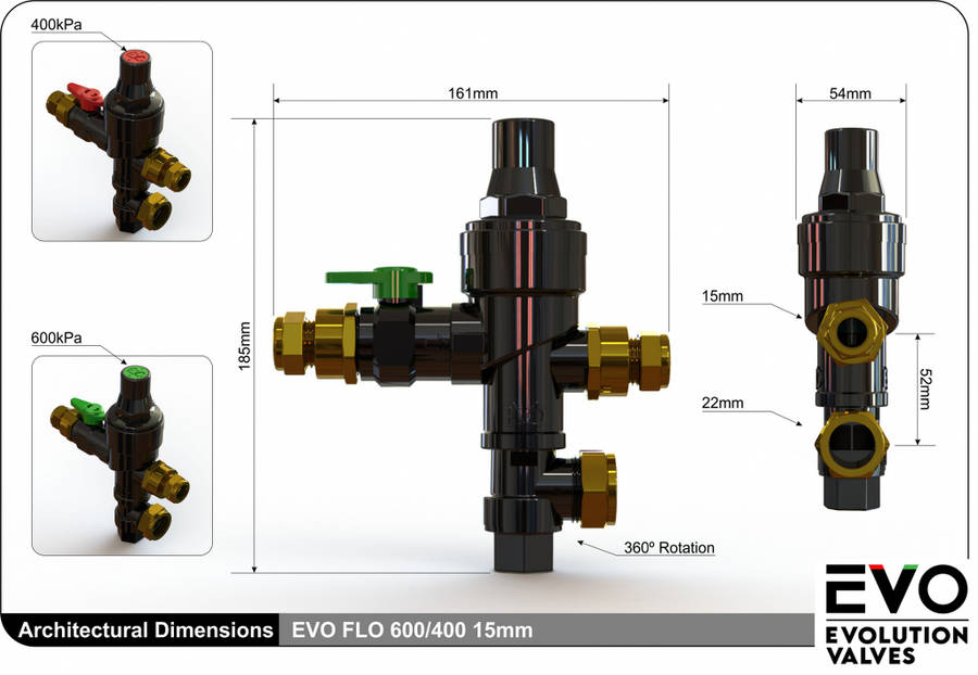 Evolution Valves 600kpa Pressure Control Valve 15mm
