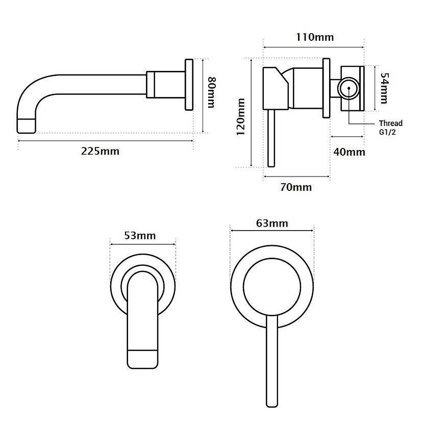 Kessler Wall Mount Mixer Tap Stick Brushed Gold