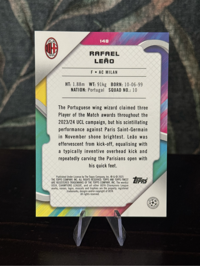 2024-25 Topps Finest - Rafael Leao Pink 82/125 - AC Milan
