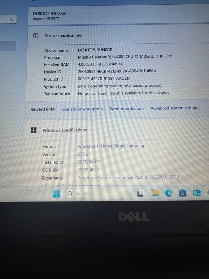 Dell Inspiron 15 3573 Laptop with charger