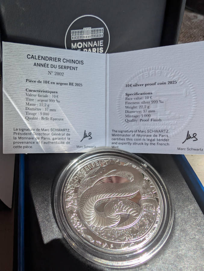 Year of the snake10 Silver Coin - Proof 2025