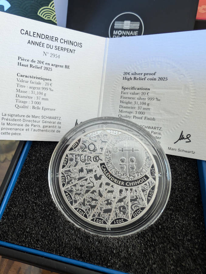 Year of the snake20 High Relief Silver Coin - Proof 2025