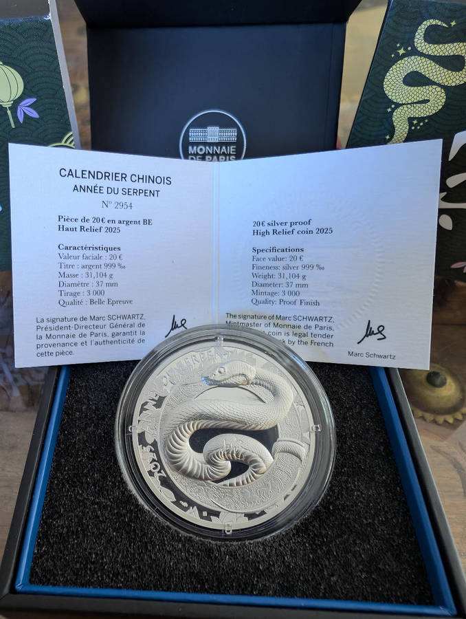 Year of the snake20 High Relief Silver Coin - Proof 2025