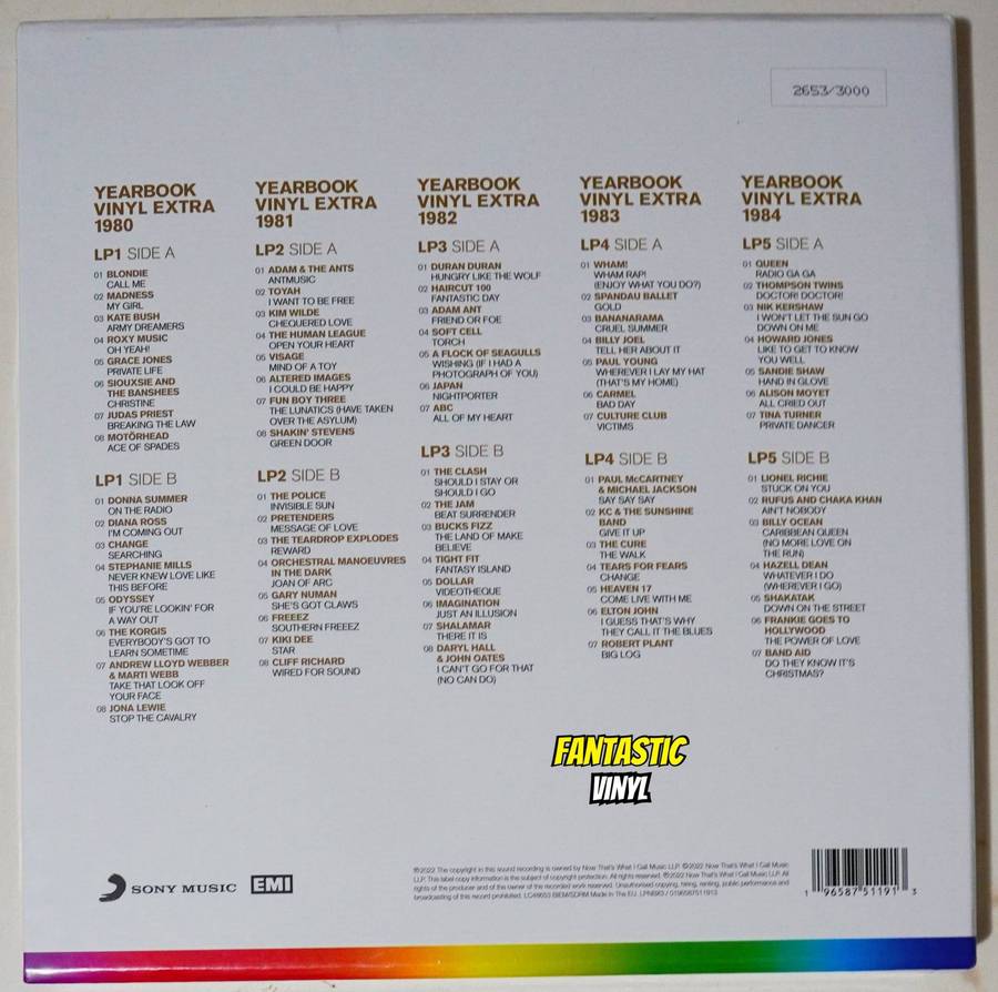 Now Yearbook 1980 - 1984 Vinyl Extra   5 Colour Vinyl LPs  NEW SEALED