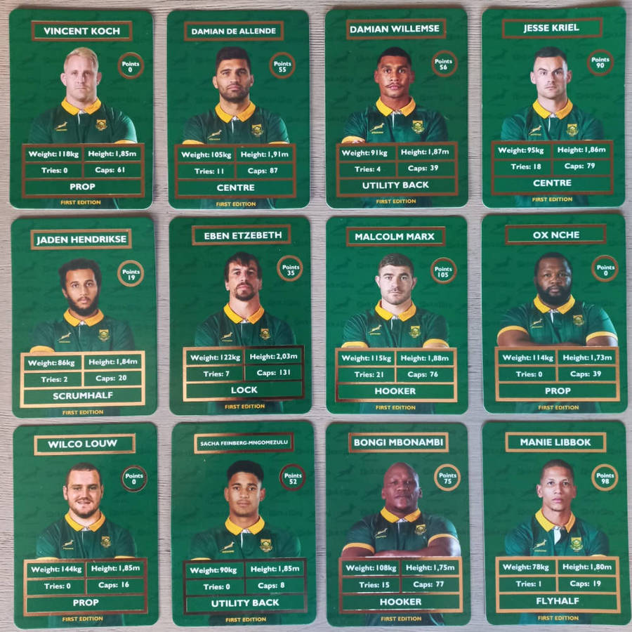 Pick 6 from 12 Springbok Rugby Cards - "Pick n Pay"