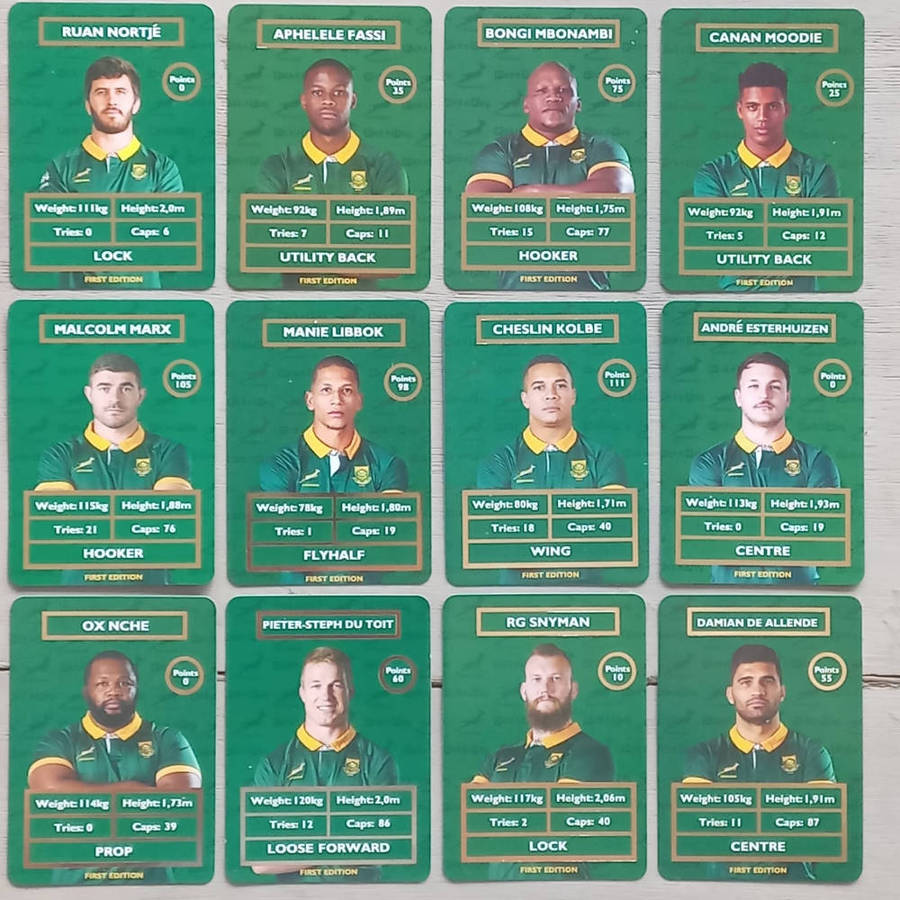 Pick 6 from 12 Springbok Rugby Cards - "Pick n Pay"