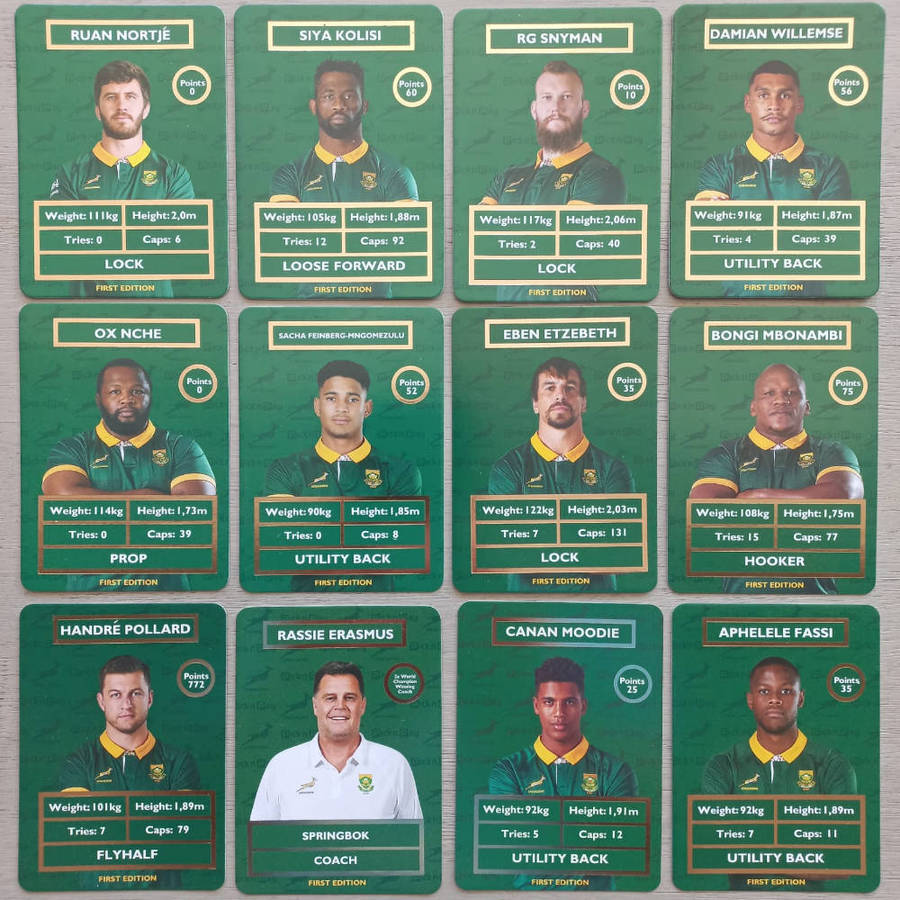 SET OF 12 Springbok Rugby Cards - (PICK & PAY)