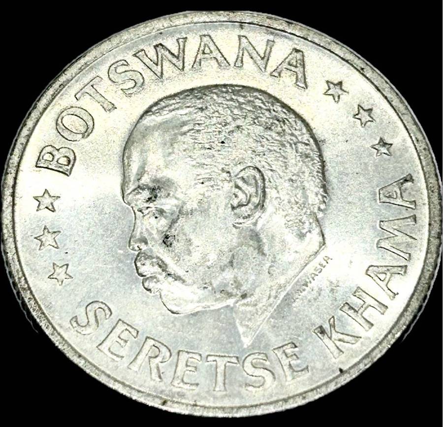 BOTSWANA 50C SILVER 30 SEPTEMBER 1966 INDEPENDENCE COIN - RARE