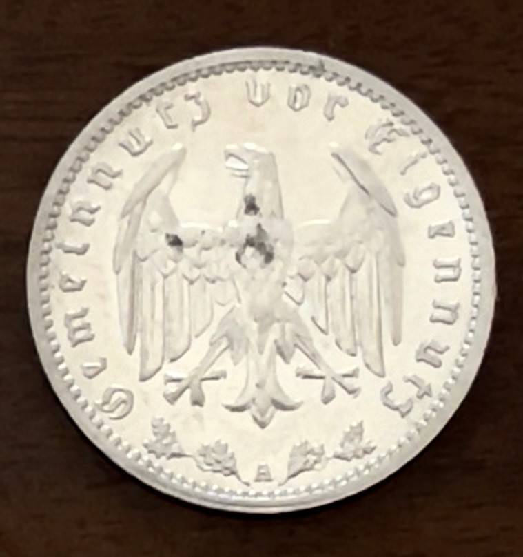 1937 One DEUTCHES REICH Mark FULL DETAIL COIN