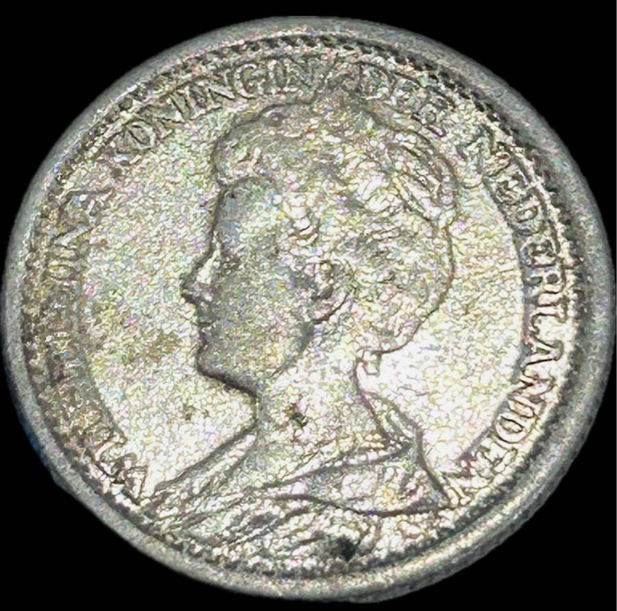 1919 SILVER NEDERLAND 25 CENTS SCARES COLLECTABLE